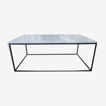 Table basse carrée en marbre blanc de carrare 80x80