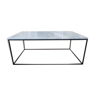 Square coffee table in white carrara marble 80x80