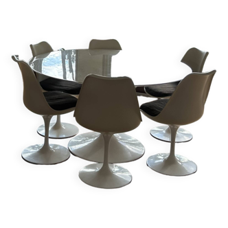 Grande table Saarinen Knoll en marbre avec 6 chaises