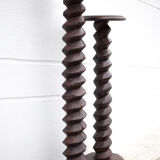 Pair of old wooden harness press screws