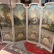 Four-panel screen from the Louis XVI period with rustic decorations.
