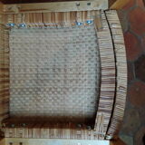 Two vintage braided straw armchairs