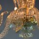 Venetian chandelier in gilded Murano glass, circa 1950