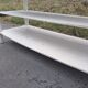 Antique white patinated draper's table, florist's wooden console.