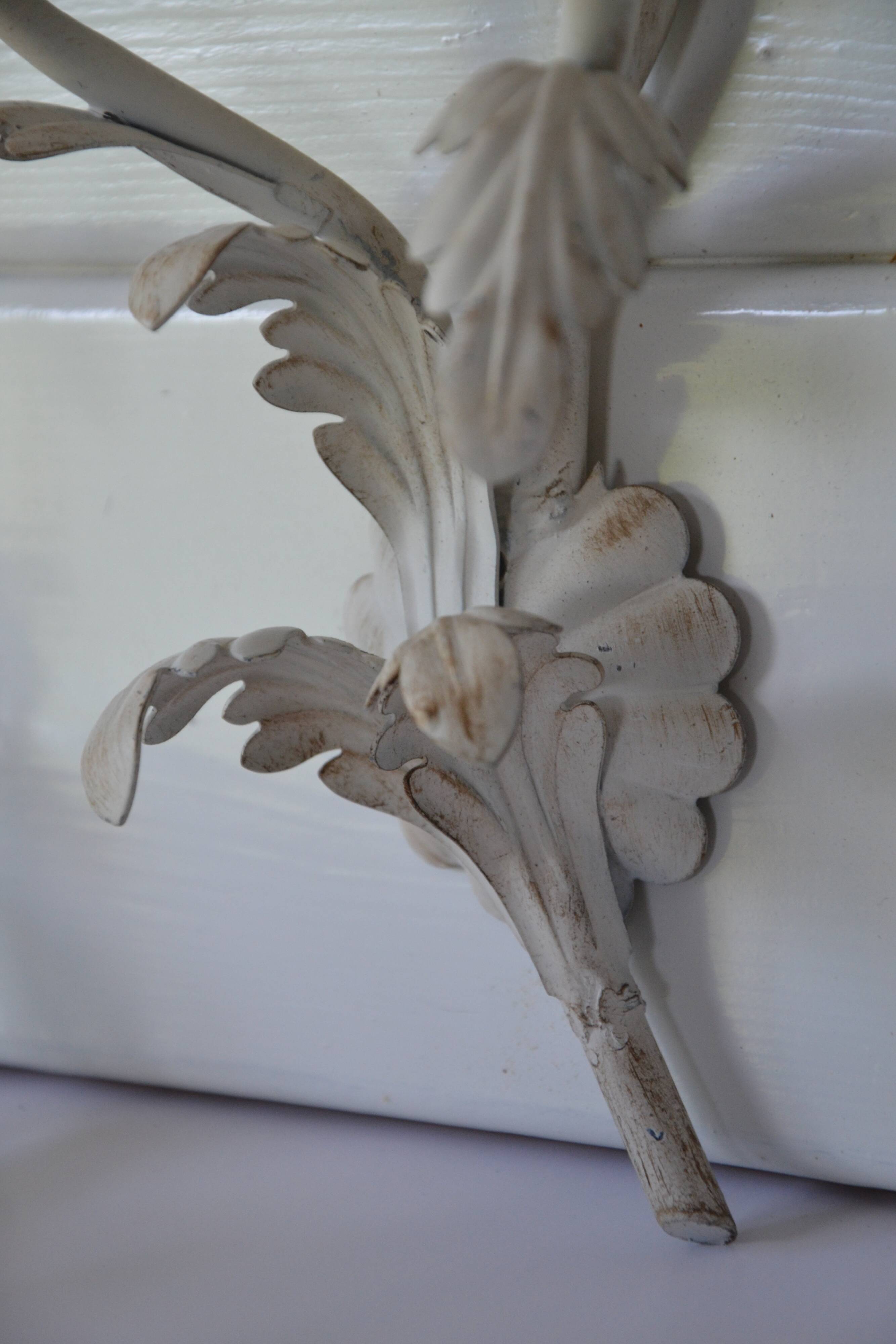 2 Florentine metal leaf wall lights