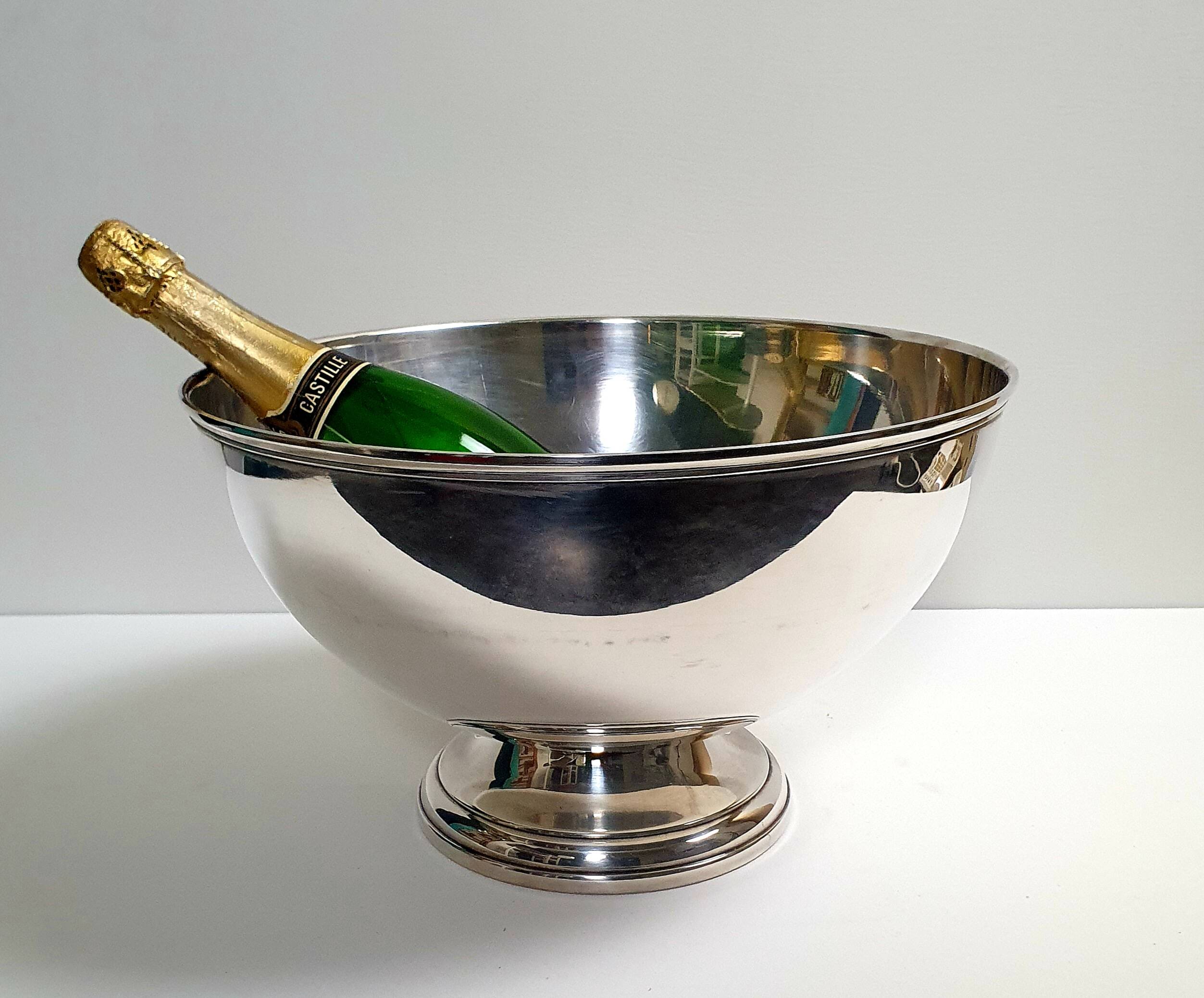 Large silver metal champagne basin