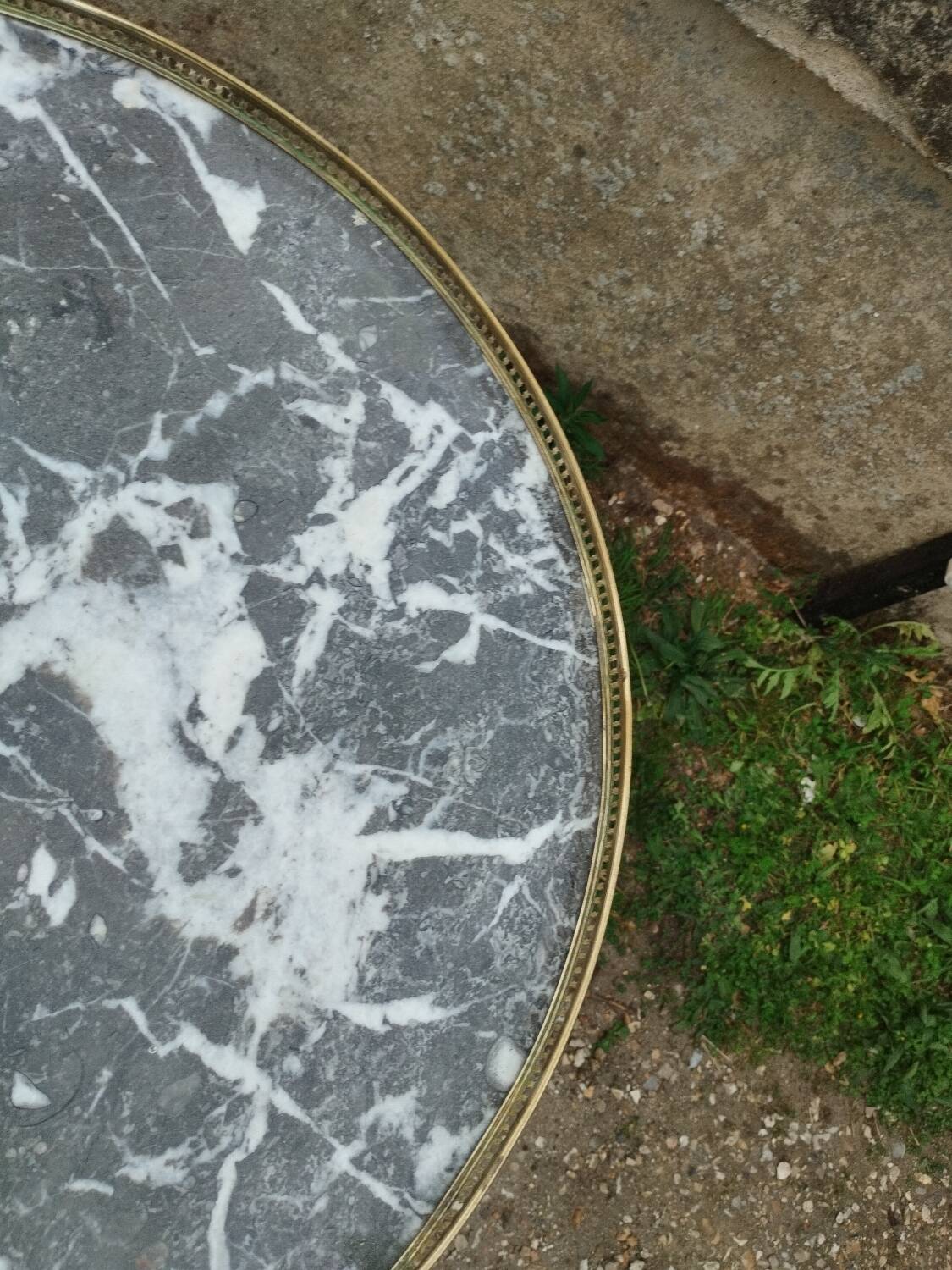 Antique bouillotte table with marble top, Louis XVI style