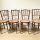 Quatre chaises bistrot bois et cannage XXème