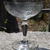 10 glasses of old champagne blown glass engraved Vierzon Thouvenin Portieux