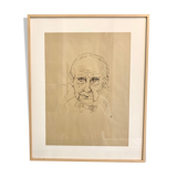 Original portrait sketch of architect Mies Van der Rohe