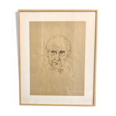 Original portrait sketch of architect Mies Van der Rohe