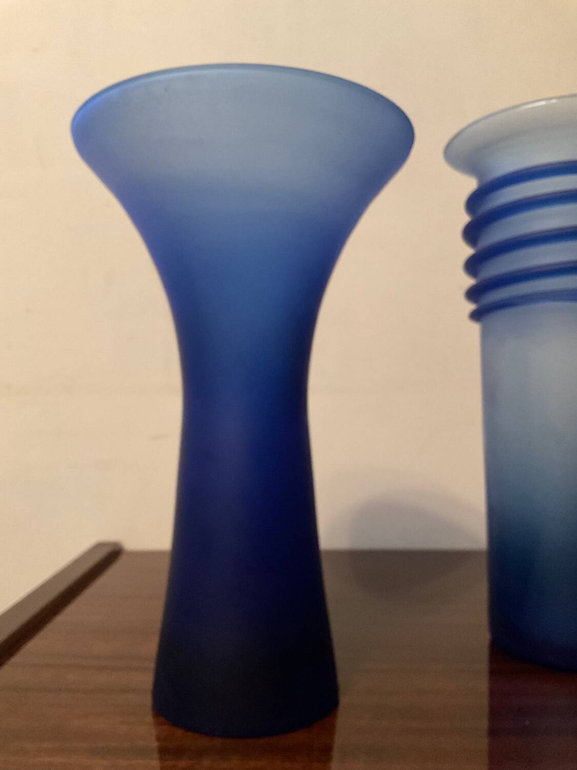 Trio of vintage glass paste vases from the 70s