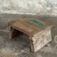 Tabouret d'appoint en teck upcyclé, traces de chromie verte