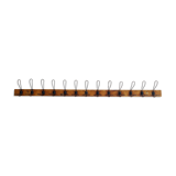 Antique wooden wall coat rack with metal hooks L200