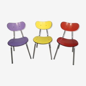 Set de 3 chaises formica de couleur