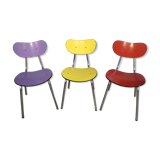 3 colored formica chairs