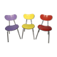 3 colored formica chairs