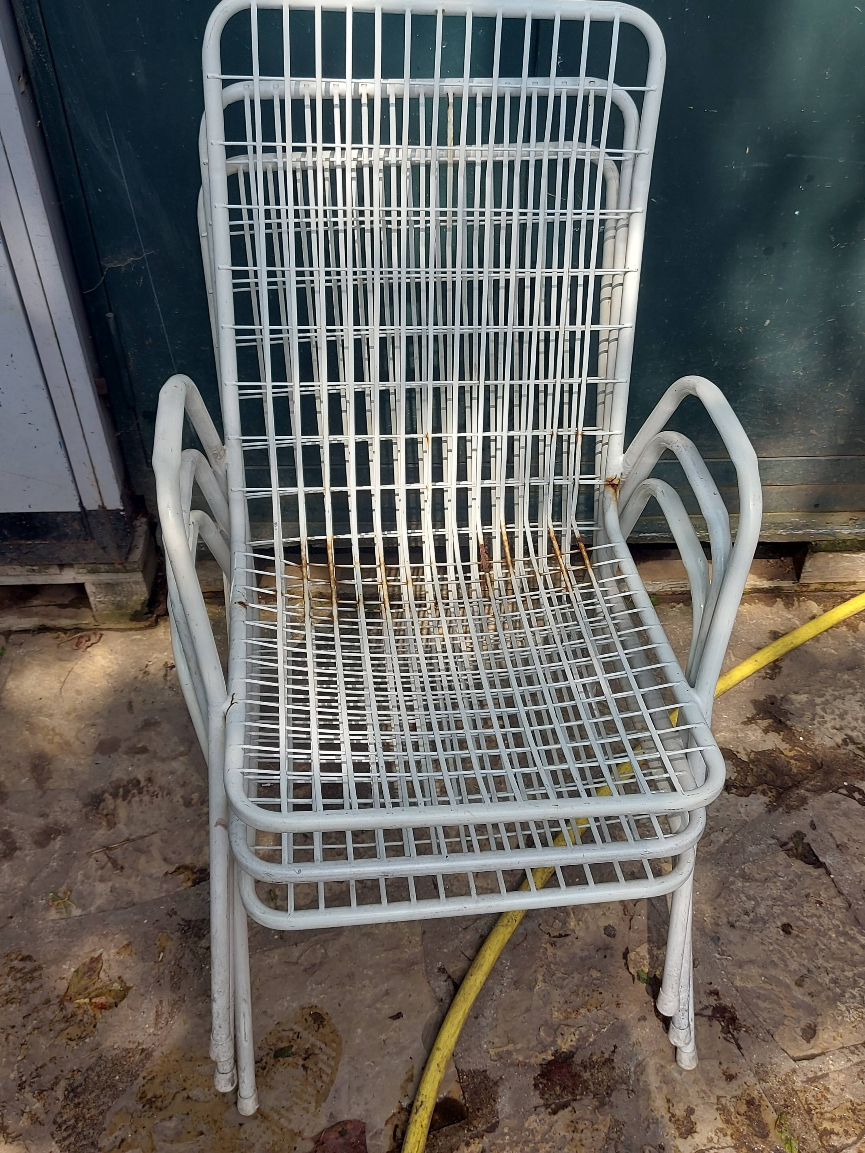 Lot de 3 fauteuils en métal vintage design italien emu modèle rio