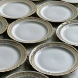 12 Limoges porcelain dessert plates, gold decoration.