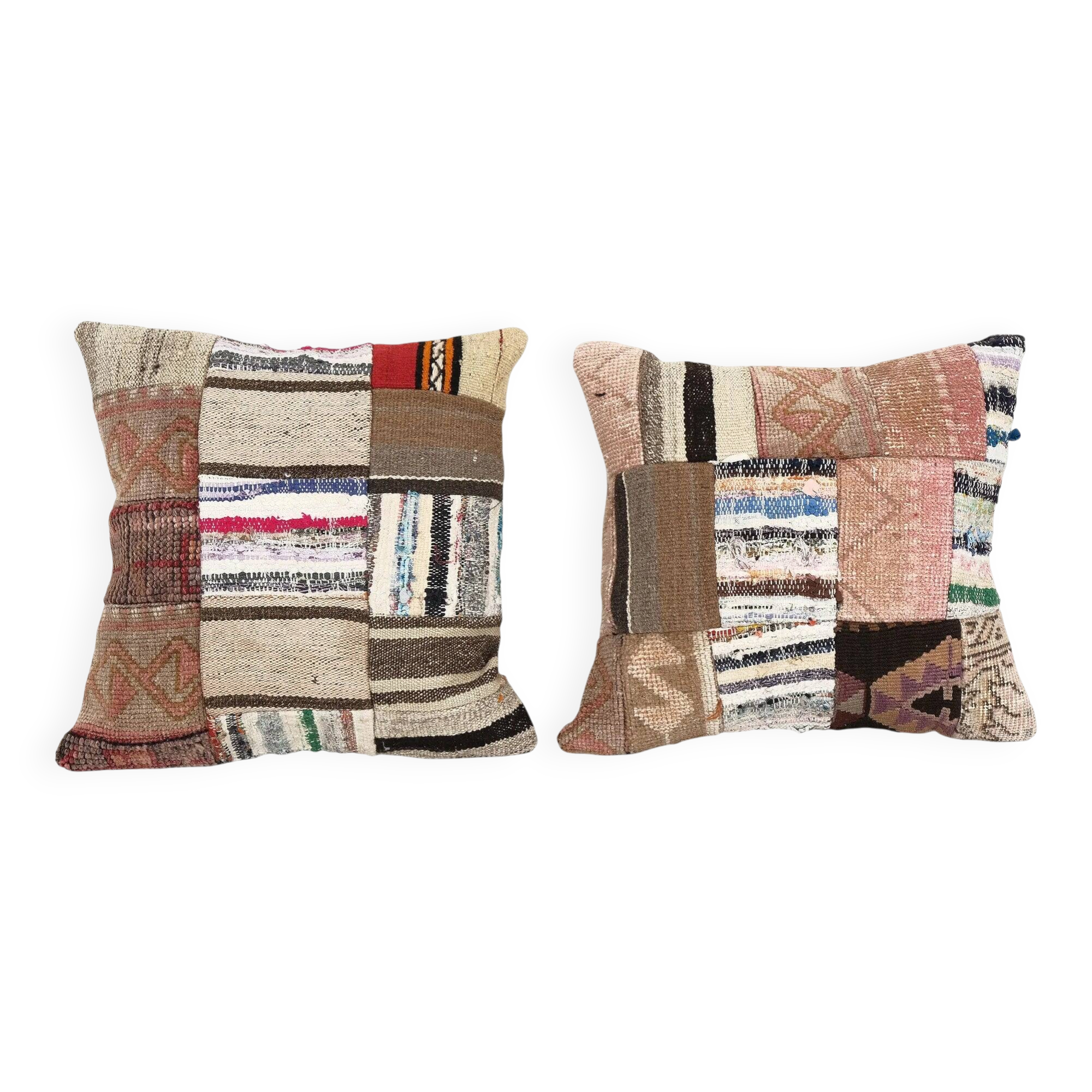 Set of 2 vintage kilim cushion covers 46x46 cm