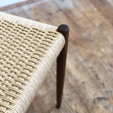 Danish midcentury walnut stool, model 80A by Niels O. Møller with papercord seat