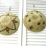 Pair of round African bowl baskets