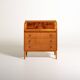 Scandinavian elm and burl wood secretary, 1950s/1960s