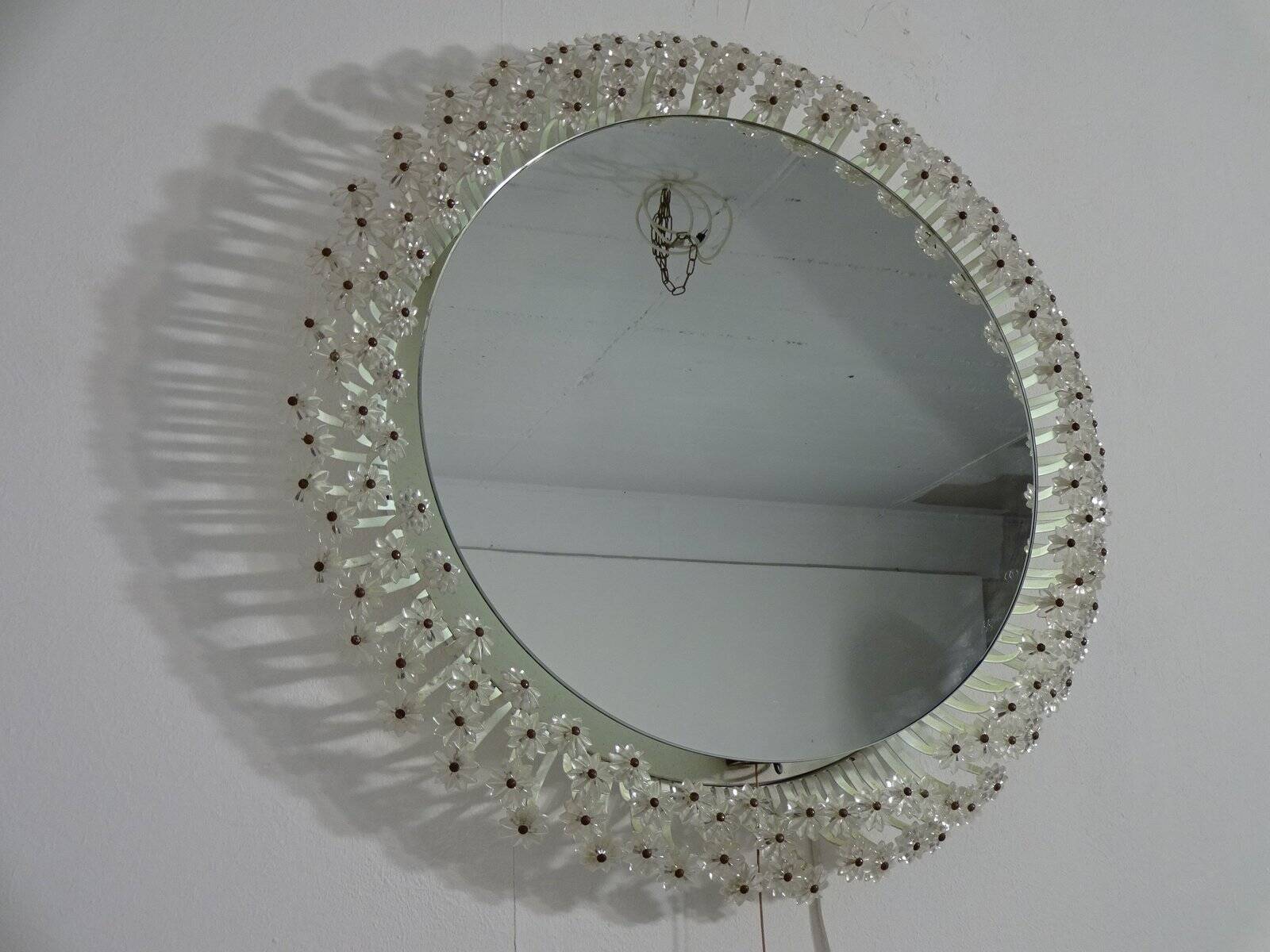 Austrian Illuminated Flower Mirror, 1960s