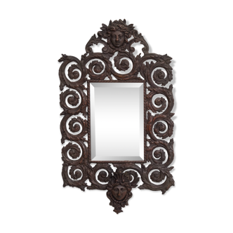 France Antique Cast Bronze women's Head wall Mirror