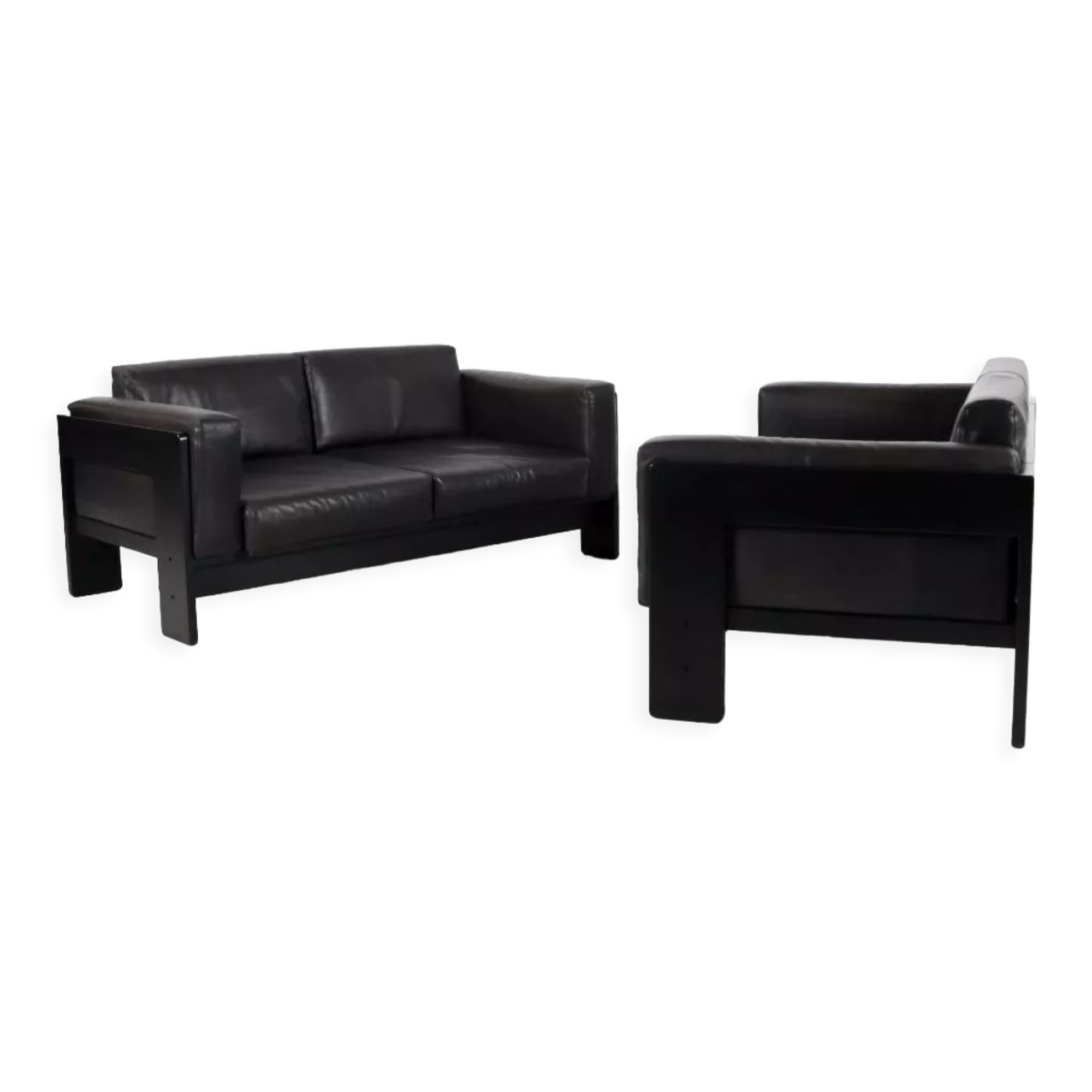 Leather Bastiano two-seater sofa by Afra & Tobia Scarpa for Knoll/Gavina