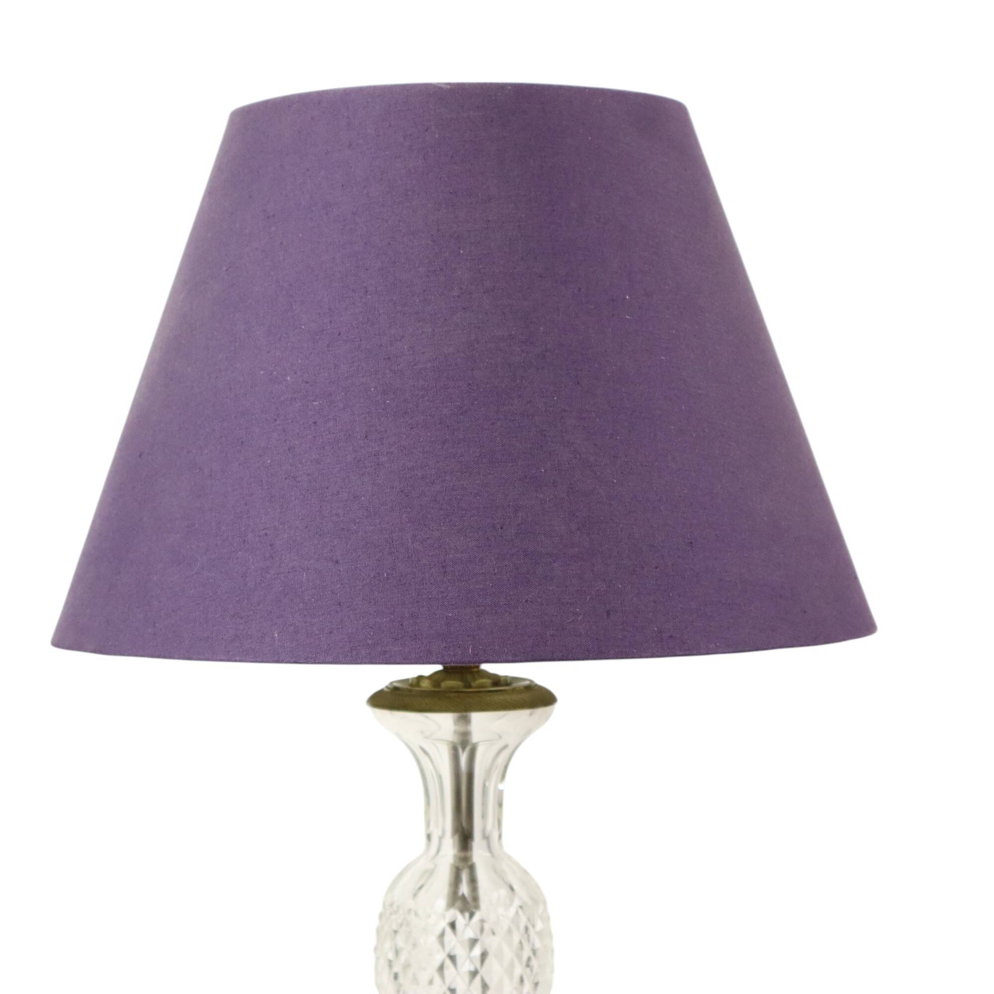 Empire Table Lamp Cut Crystal Diamond Pattern Gilded Bronze