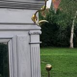 1900s coat rack patina gray mirror brass hooks