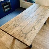 Industrial table in solid wood and metal