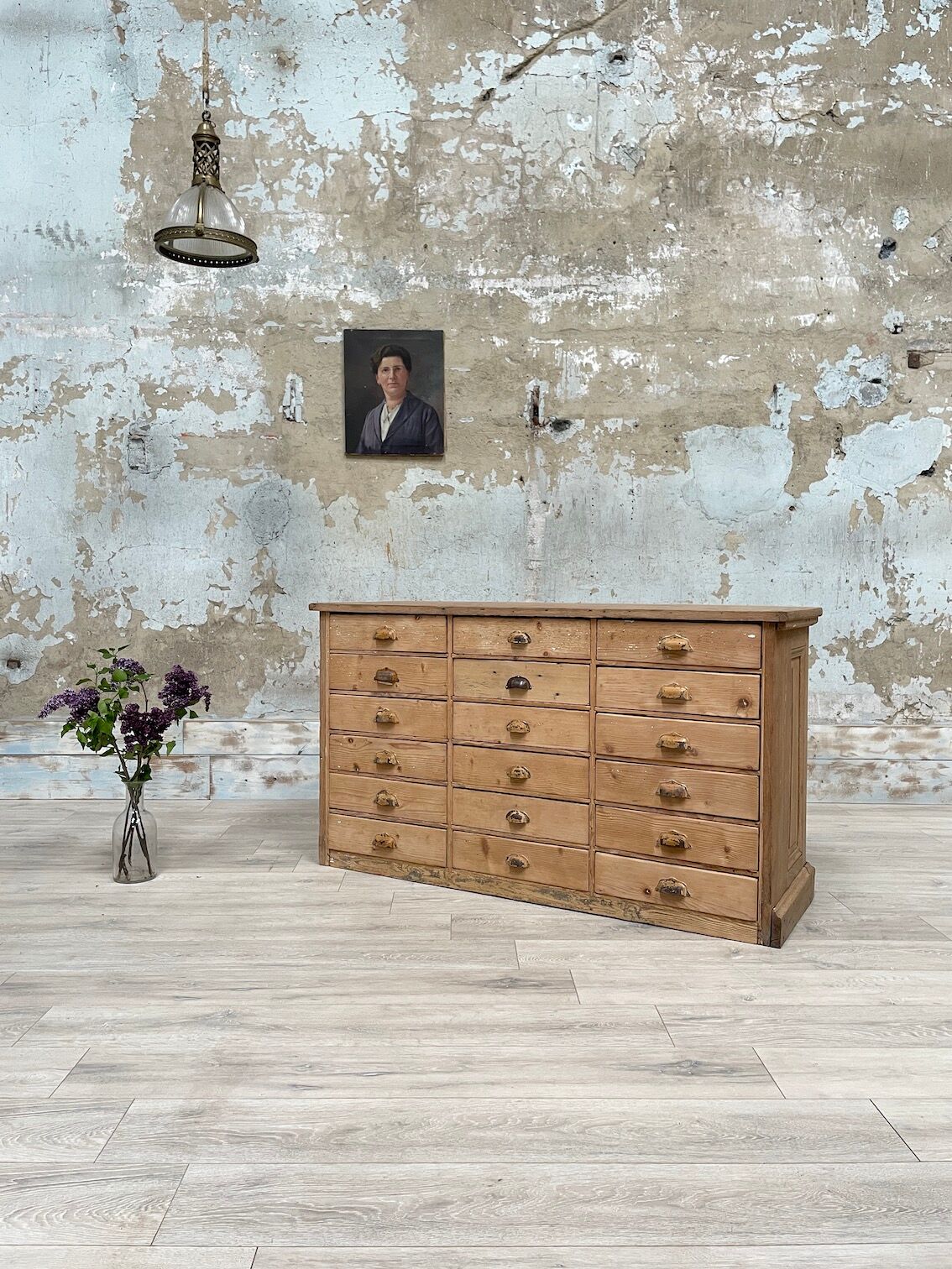 Bank store counter with drawers, circa 1900.