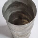 Hammered tin cup, signed