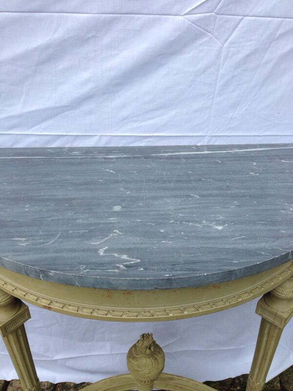 Console Louis XVI style painted wood and marble grey