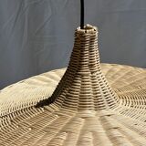 Small suspension, rattan luminaire in hat shape D:60cm
