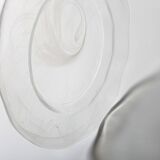 Vintage Swirl Design Glass Platter / Minimalist White Centerpiece / Italy