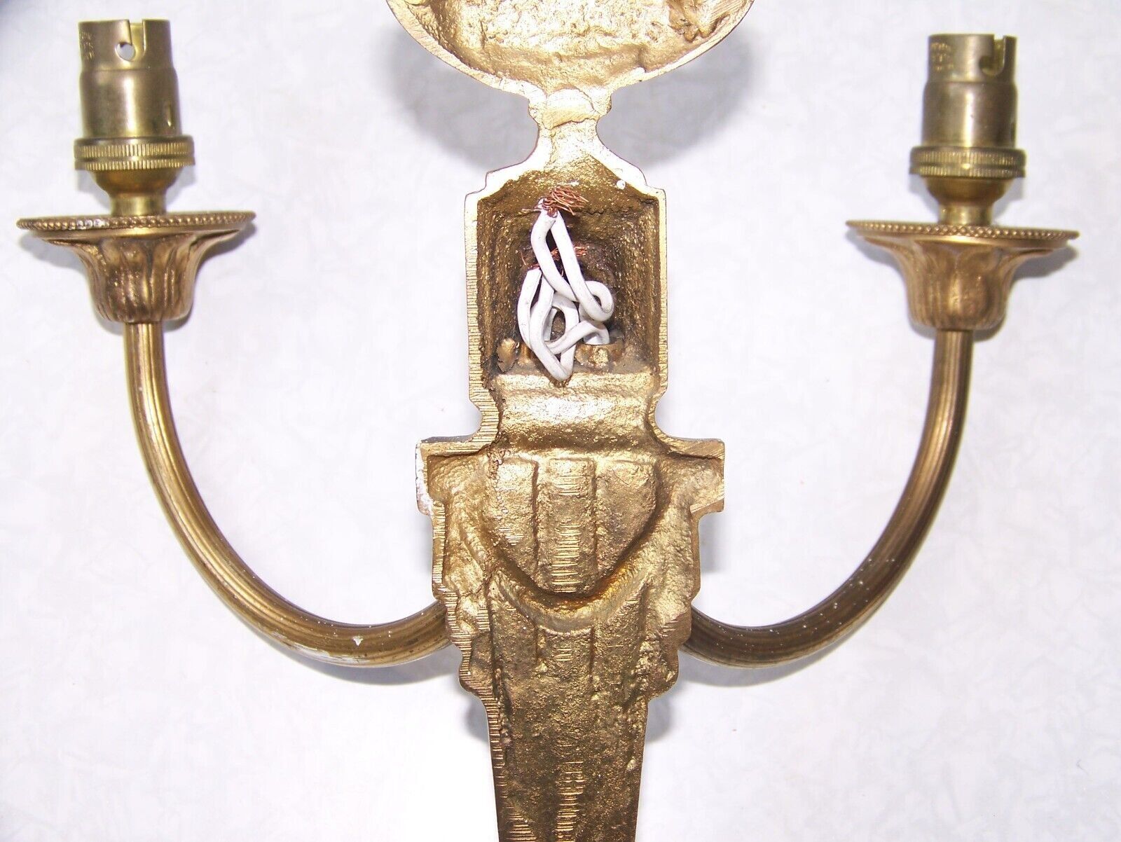 Pair french vintage empire style bronze double wall lights