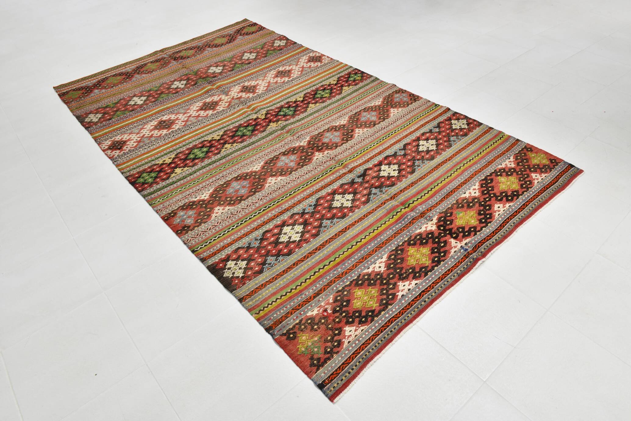 6x10 Striped Turkish Kilim Rug, 170x297Cm