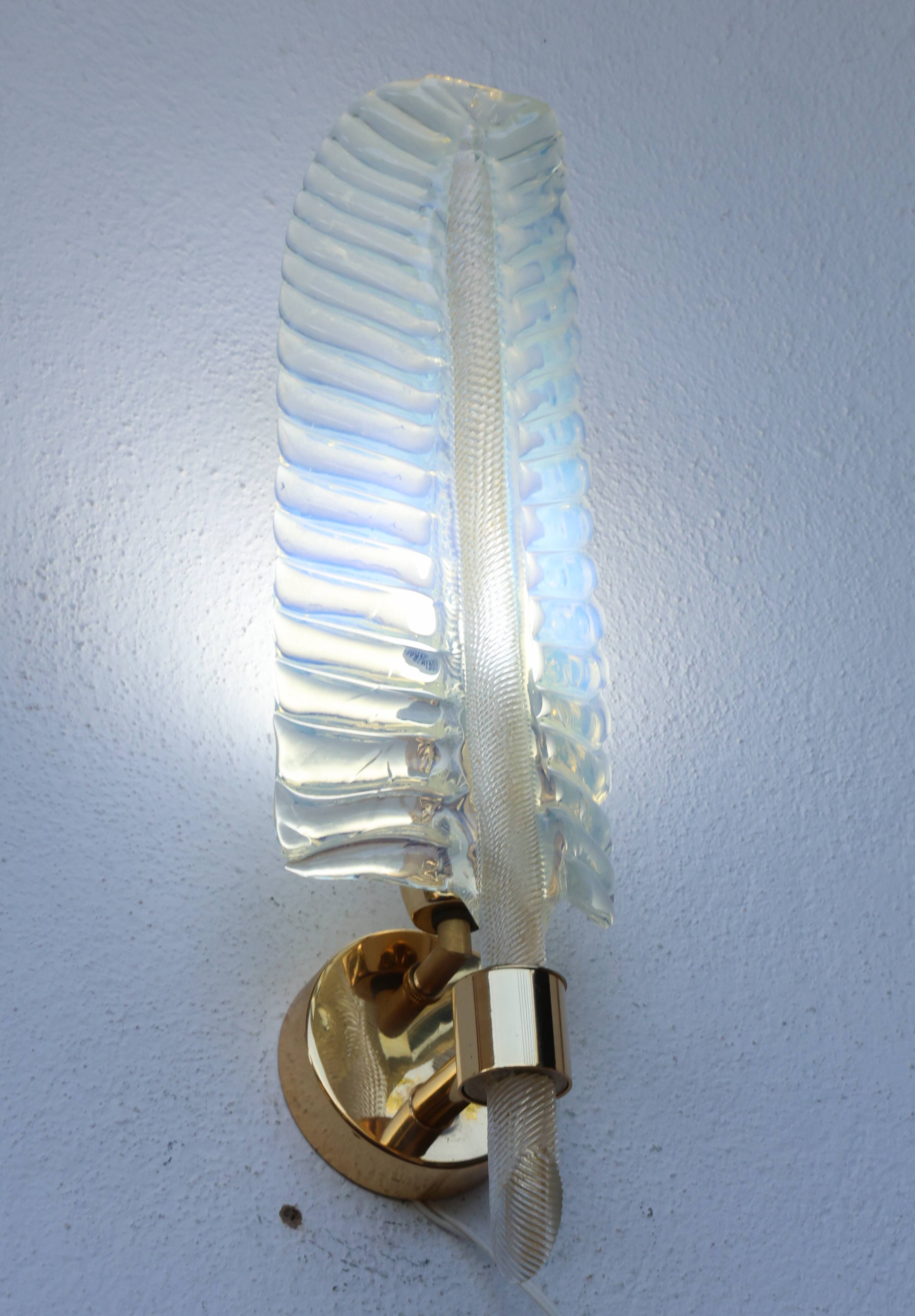 Rare Set of 2 Luxury Barovier e Toso Leaf Wall Light