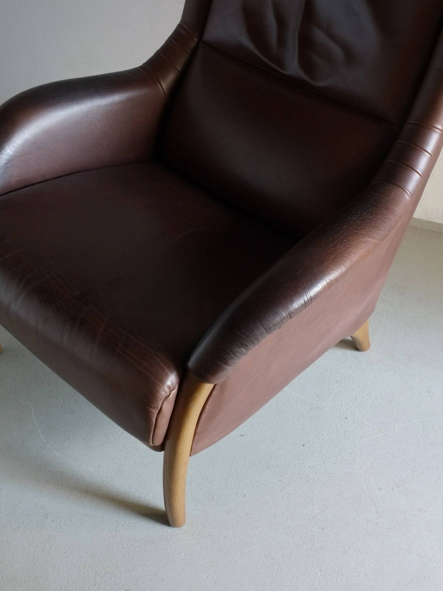 Fauteuil lounge en cuir marron | Pays-Bas | Années 1980