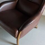 Brown leather lounge chair | Netherlands | 1980s