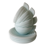 4 mint opaline cups and saucers