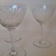 9 crystal water glasses from Baccarat Magenta Grain De Riz, height 15.5 cm.