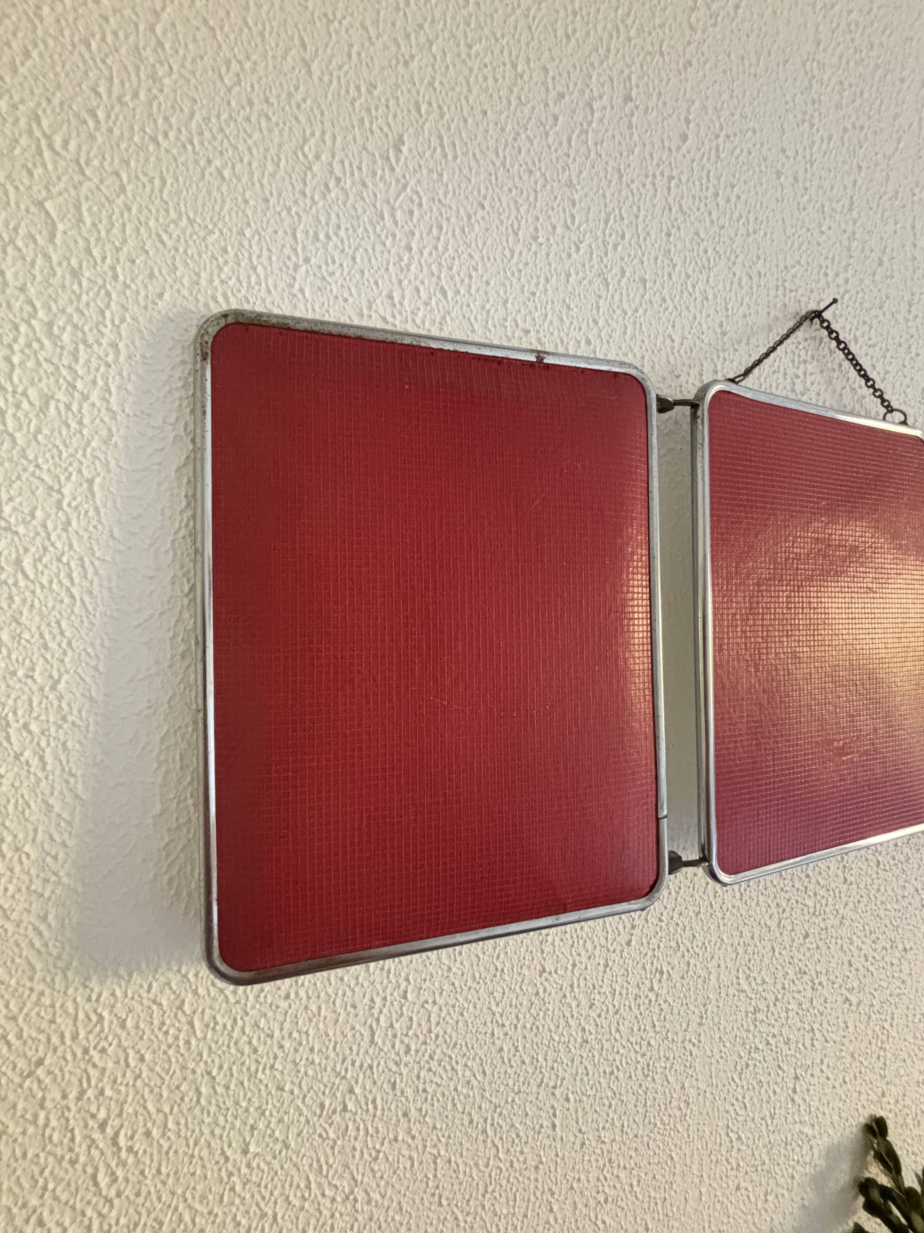 Miroir vintage 1960 triptyque barbier coiffeuse Arpin grenadine - 27 x 69 c