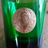 3 green aperitif glasses with medallion portrait of the kings of france dubonnet