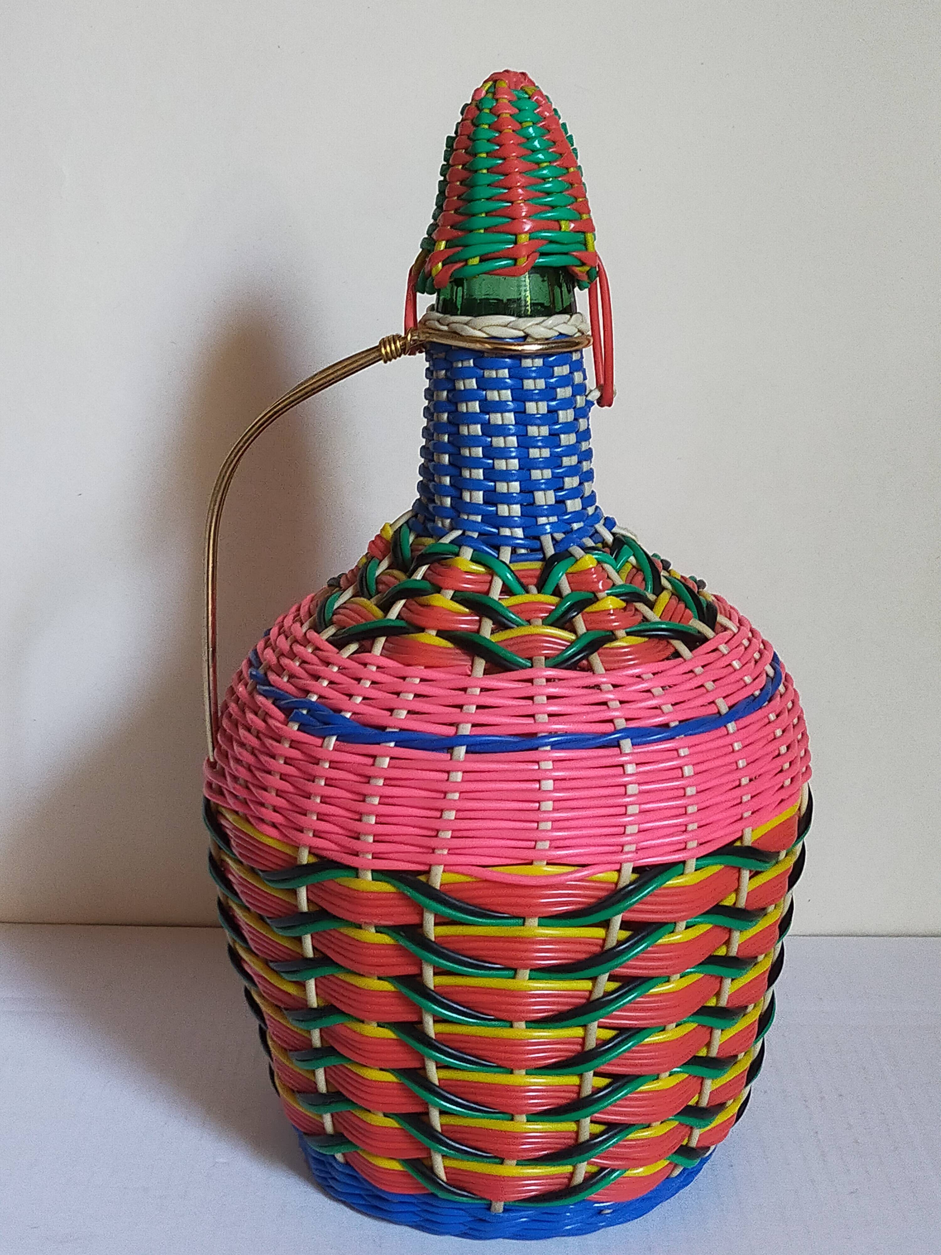 Dame-Jeanne scoubidou vintage 4 liters