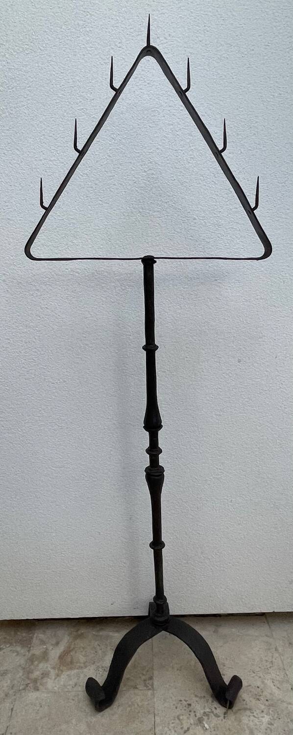 Floor-standing chandelier / antique candle holder, made of wrought iron.