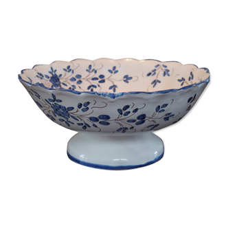 Compotier in earthenware decor blue